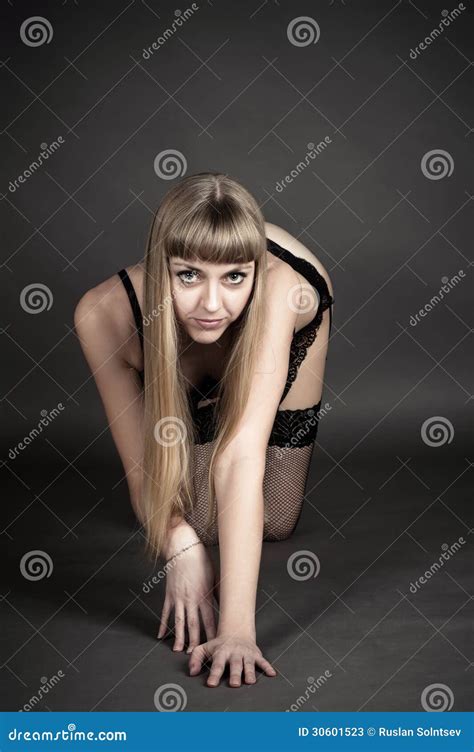 Woman Is Kneeling Stock Image Image Of Seduces Natural