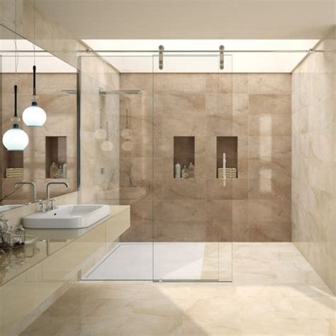 Lovely Range Of Brown And Cream Wall Tiles In A Large Modern Format