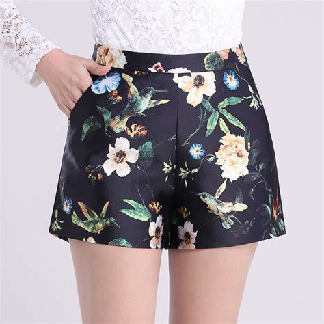 Korean Designer High Quality Shorts 2017 Summer Women Floral Prints