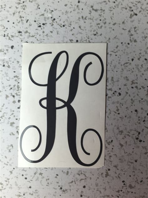 Script Single Letter Vinyl Initial Decal Customizable With