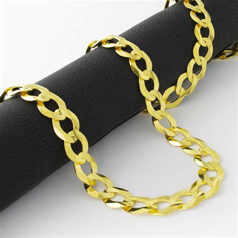 10k Yellow Gold Solid 115mm Wide Mens Genuine Curb Cuban Chain