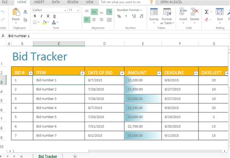 Bid Tracker Template For Excel
