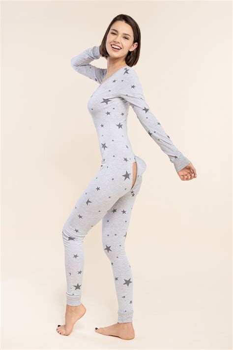 Pajama With Open Butt Flap Sexy Sleep Suit Grey Big Star Etsy Sweden