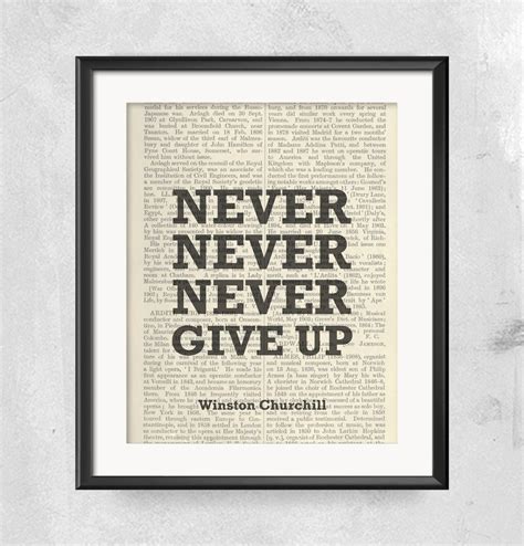 Printable Motivational Poster Winston Churchill Quote Never Give Up
