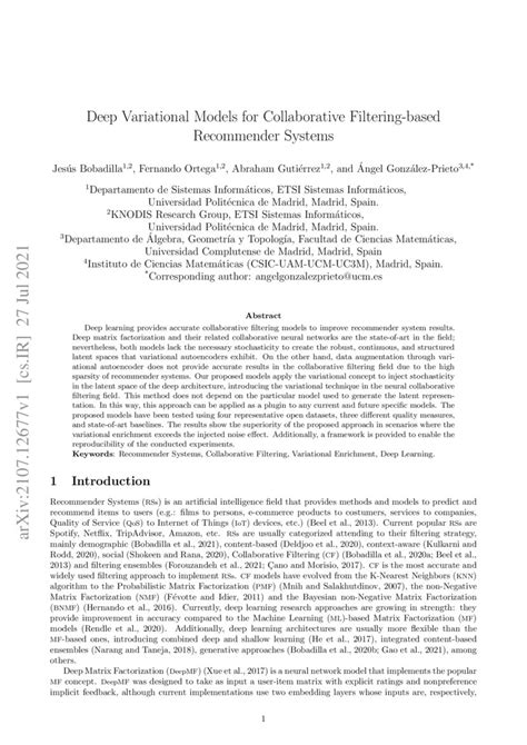Deep Variational Models For Collaborative Filtering Based Recommender Systems DeepAI