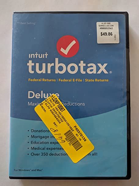 Amazon Com Intuit Turbotax Deluxe Federal State Sealed In Dvd