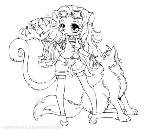 There are only an examples that you can use. Skunk Girl with Wolf and Bat - Lineart Commission | Chibi ...