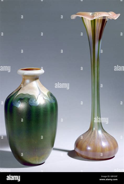 Fine Arts Art Nouveau Vase Two Vases Made Of Favrile Glass By Tiffany New York 1900