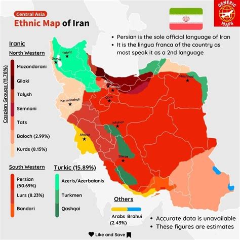 Ethnic Map Of Iran Data Are Estimates Maps On The Web