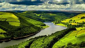Landscape, Photography, Of, Green, Hills, River, Forest, Trees