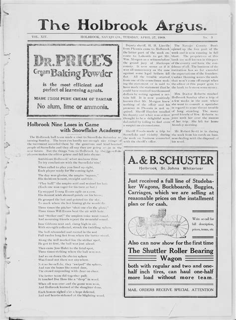 Holbrook Argus, 1909-04-27 | Arizona Memory Project