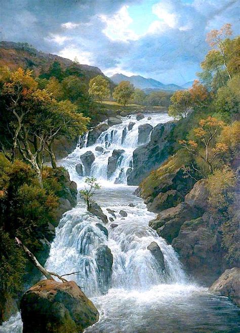 The Waterfall Painting By Edmund Marriner Gill Oil Painting Reproductions
