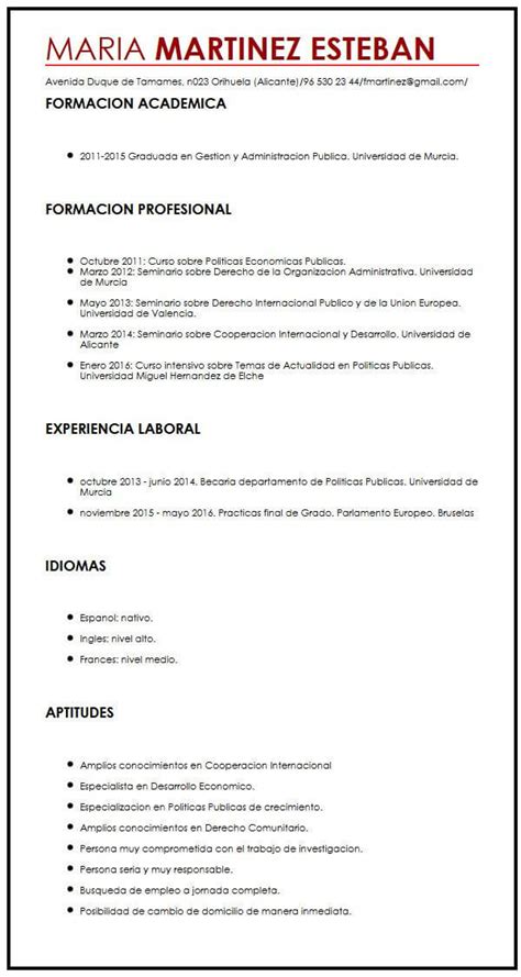 Ejemplos De Resumen En Español Modelos En Español De Curriculum Vitae