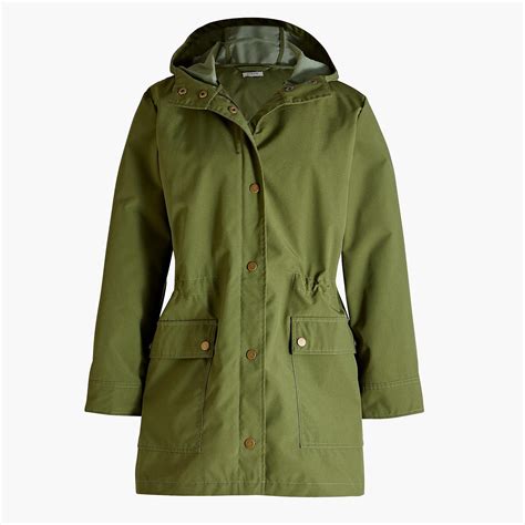 Jcrew Cotton Utility Rain Jacket In Deep Moss Green Lyst