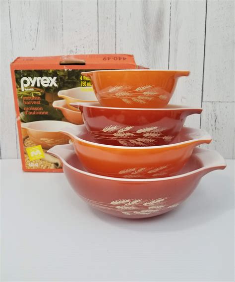 Pyrex Autumn Harvest Cinderella Bowls Complete Set In Original Box