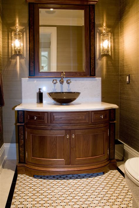 Transitional Powder Room With Custom Vanity Designed By Cmid