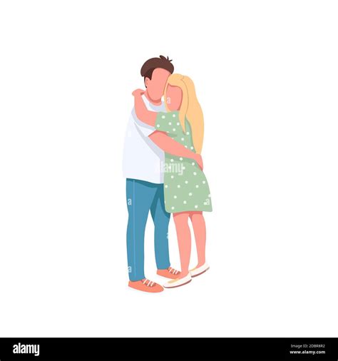 Young Man And Woman Flat Color Vector Faceless Characters Couple On Romantic Date Close