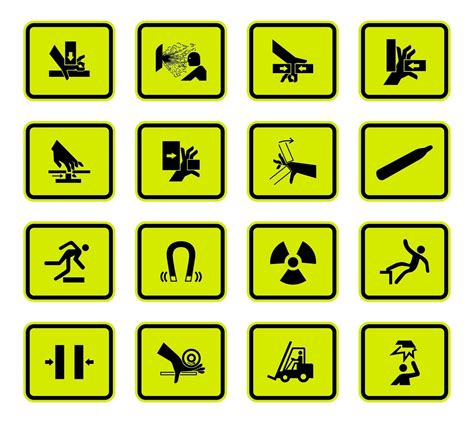 Warning Hazard Symbols Labels Sign Set Vector Art At Vecteezy