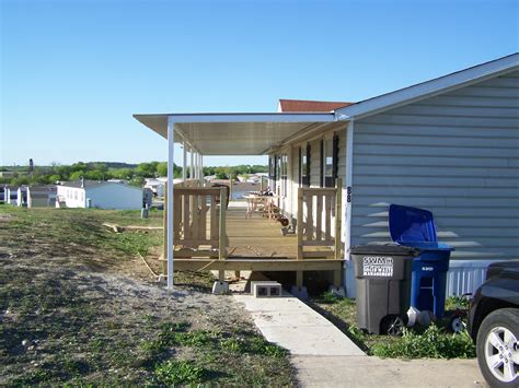 Custom Deck Steel Awning Attached To Manufactured Home North San Antonio