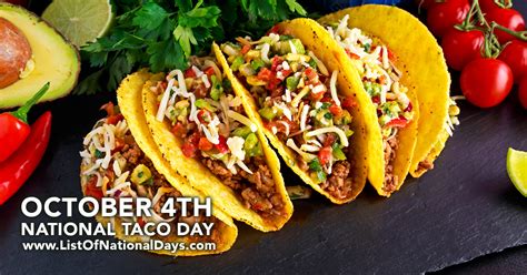 October 4th National Taco Day List Of National Days