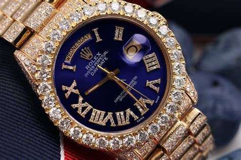 Rolex Day Date 36mm Blue Roman Diamond Dial Iced Out 18038 For 28000
