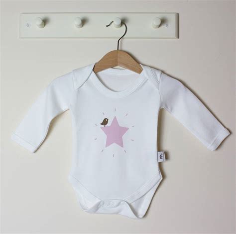 Pink Star Long Sleeve Bodysuit By Molly And Monty