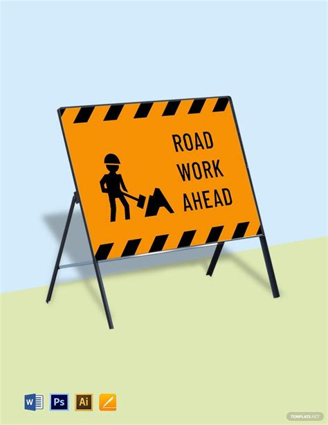 Work Zone Highway Construction Sign Template In Illustrator Word Psd