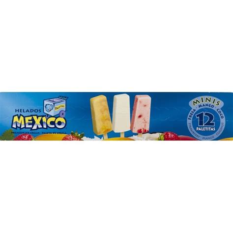 Helados Mexico Ice Cream Bars Quiescently Frozen Strawberry Mango Coconut Minis 12 Each