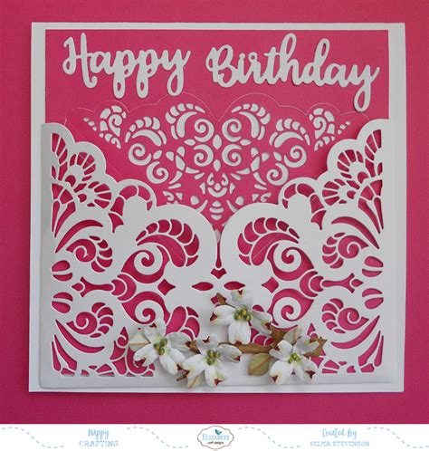 Selmas Stamping Corner And Floral Designs Happy Birthday Pocket Card