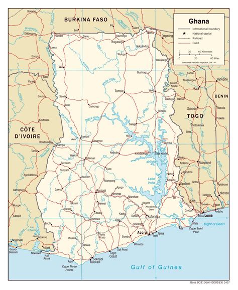 Large Political Map Of Ghana With Roads Railroads And