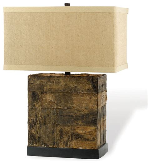 Bark Rustic Lodge Square Linen Table Lamp Rustic Table Lamps By
