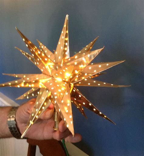 Vintage Noma Metallic Moravian Star Illuminated Christmas Tree Topper