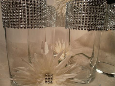 Items Similar To Set Of 6 Rhinestone Crystal Ribbon Bouquet Vases
