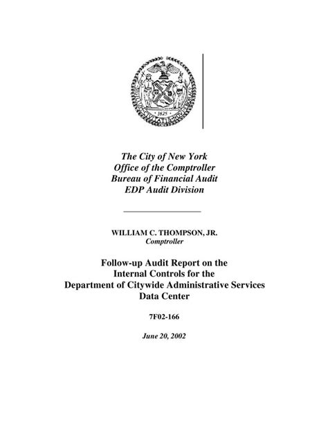 Follow Up Audit Report On The Internal Controls For The Department Of