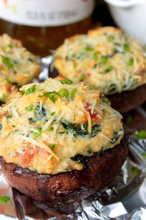 These Crab Stuffed Mushrooms Are Filled With An Easy Cream Cheese Crab And Sp Crab Stuffed