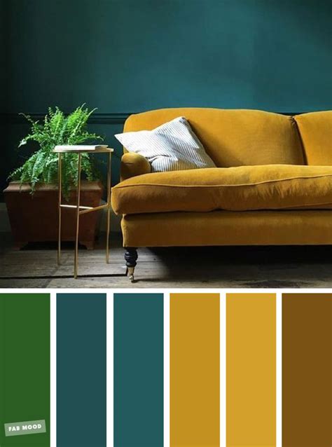 Mustard Teal The Best Living Room Color Schemes