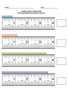 Also, it's free and easy to use. Reading a Ruler (half inches, quarter inches, and eighth inches)