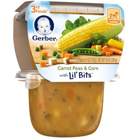 Gerber 3rd Foods Lil Bits Carrot Peas And Corn Baby Food 2 5 Oz Tubs