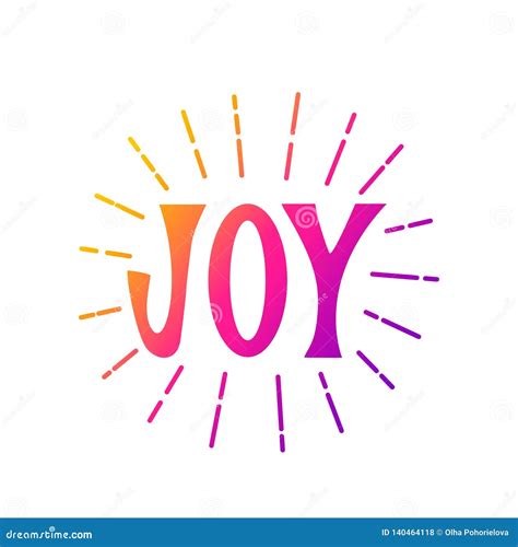 Hand Lettering Of The Word Joy With Sunburst Rays Flat Vector