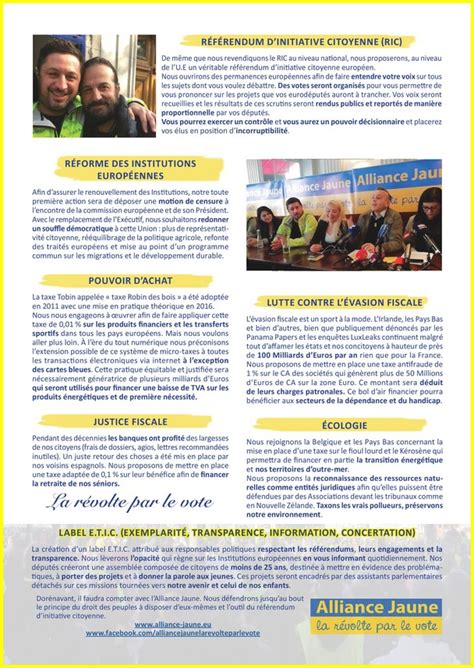 Cependant, autant que sa verve créatrice, ses extravagances réitérées contribuent à sa notoriété. PROFESSION DE FOI : ALLIANCE JAUNE - ELECTIONS EUROPEENNES ...
