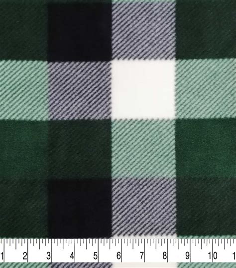 Green And White Buffalo Checks Specialty Luxe Fleece Fabric Joann