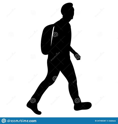 Silueta De Hombre Caminando Aislada Sobre Fondo Blanco Ilustración Del