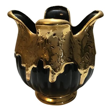 Vintage 24 Karat Gold Hand Decorated Vase Chairish