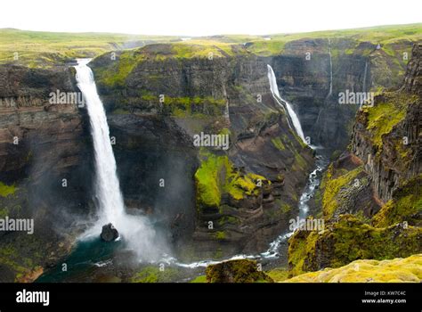 Waterfalls In A Canyon In Iceland Stock Photo Alamy
