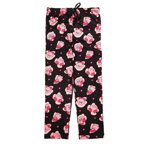 Kirby Character Print Mens Black Sleep Pajama Pants Xl