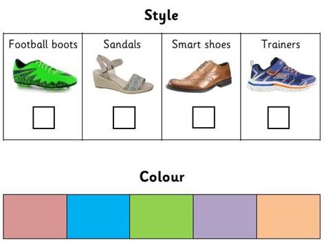 Shoe Shop Order Form Teaching Resources