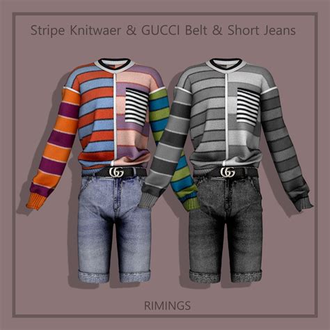 Rimings Stripe Knitwear And Gucci Belt And Short Rimings