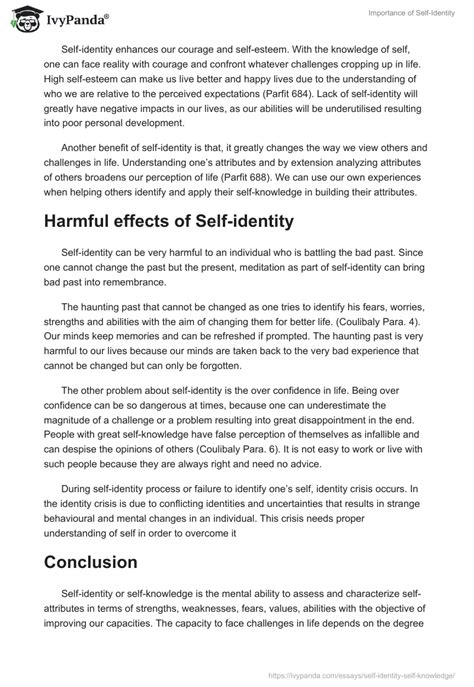 Importance Of Self Identity 1079 Words Essay Example