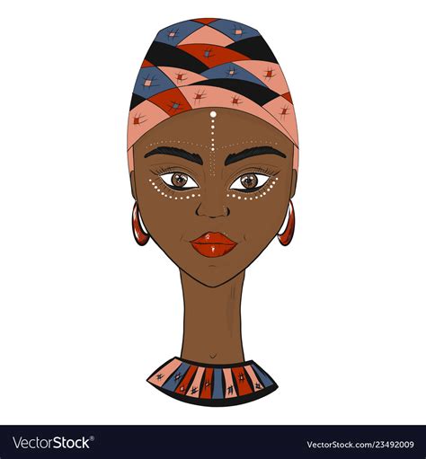 Beautiful African Woman In Turban Royalty Free Vector Image