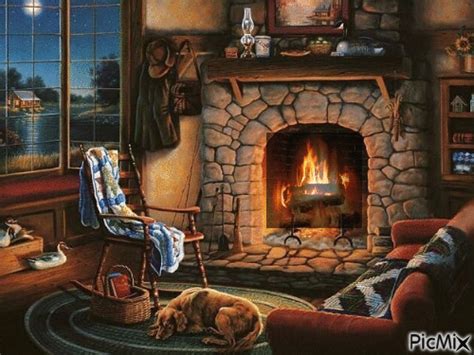 Cozy Fireplace Free Animated  Picmix